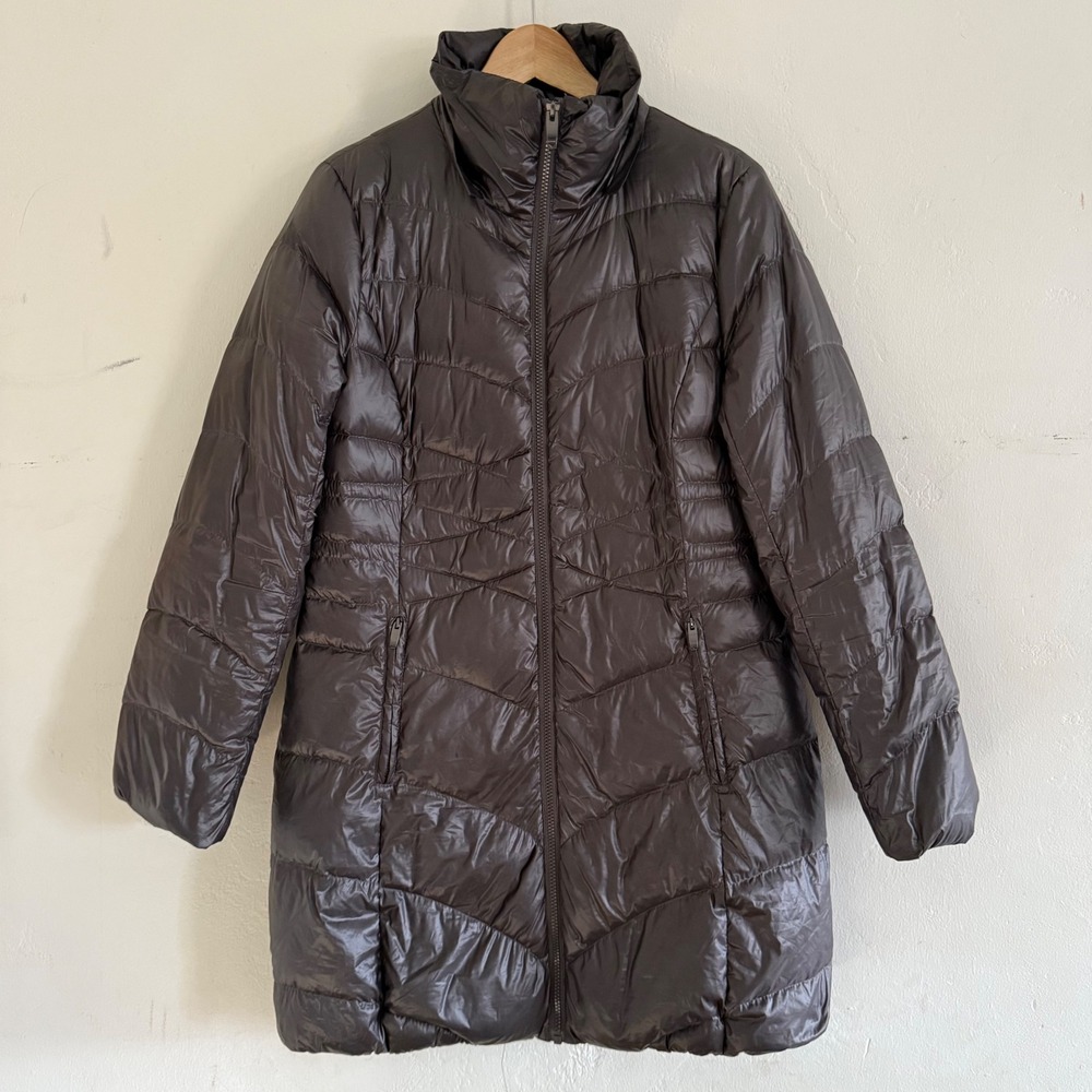 Via Spiga Womens Black Down Fill Puffer Coat Lightweight Warm Winter Jacket M